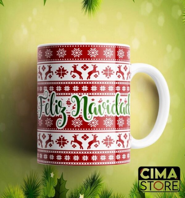 Mug pareja Set de 2 Mugs Navideños Personalizados - Interior de color - Image 3